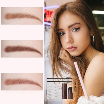 Штамп с помадой для бровей Nature Brown и набор трафаретов Nature Brown