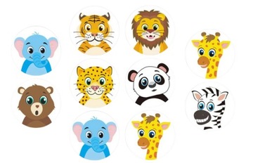 D17 NAKLEJKI DLA DZIECI ZWIERZĘTA ZOO 50szt