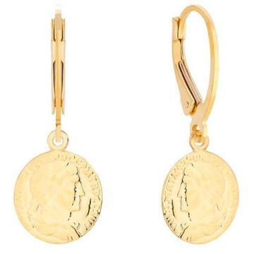 Złote kolczyki 585 RZYMSKA MONETA COIN KOŁO