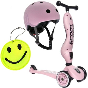 SCOOTANDRIDE Rose Róż ZESTAW HULAJNOGA Jeździk + KASK LED S - M 2+ + GRATIS