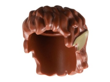 Lego Nowe Włosy z uszami wilkołak Reddish Brown Hair Pointed Ears 3765pb01