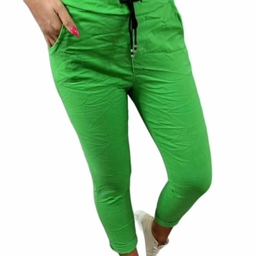 S403 SPODNIE GNIECIONE WIĄZANE GŁADKIE ZIELONE r. 48 (4XL)