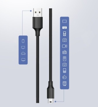 Кабель USB — Mini USB UGREEN US132 2 м, черный