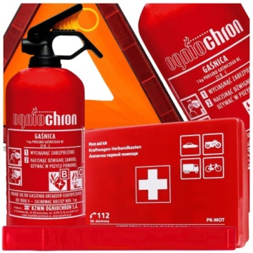 Аптечка, огнетушитель, набор треугольник, легковой, автомобили OGNIOCHRON 1кг