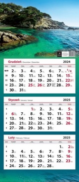 Kalendarz trójdzielny ścienny 2025
