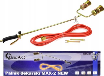 ГАЗОВАЯ КРОВЕЛЬНАЯ ГОРЕЛКА GEKO ДЛЯ ЗАГАРА НА КРЫШЕ, ДВОЙНАЯ НАСАДКА 60 ММ G20006
