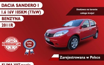 Dacia Sandero I Hatchback 5d 1.6 MPI E85 eco2 105KM 2011 Dacia Sandero 1.6 16V 105KM, Klima, Zarejestro...