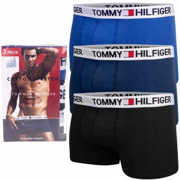 Bokserki męskie TOMMY HILFIGER 3 pary czarne/granatowe/niebieskie L