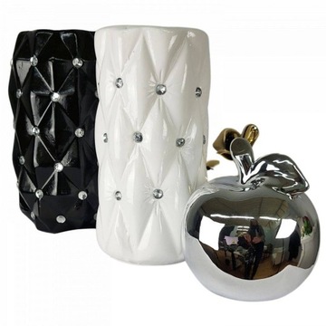 Biały wazon ceramiczny z kryształkami TG29000 glamour 24 cm