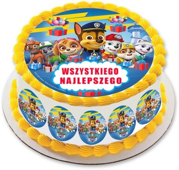 Opłatek GRUBY NA TORT PSI PATROL KOMPLET+babeczki