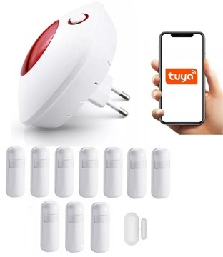 BEZPRZEWODOWA SYRENA ALARM 110DB WiFi TUYA 10xPIR