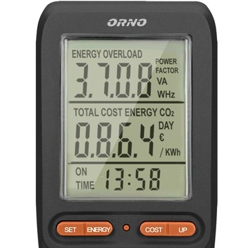 ORNO ВАТТМЕТР С ЖК-ДИСПЛЕЕМ С АККУМУЛЯТОРОМ ЧЕРНЫЙ OR-WAT-435/B