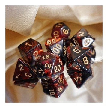 KRWAWY RUBIN ZESTAW 7 KOŚCI KOSTEK RPG
