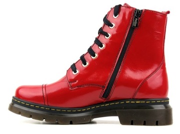 TRAPERY BOTKI DAMSKIE HELIOS 578S SKÓRA CZERWONE