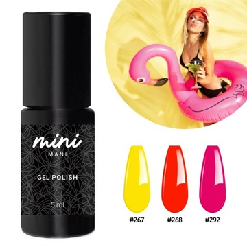 LAKIER HYBRYDOWY 5ML MINI MANI KOLEKCJA NEONOWA 3SZT