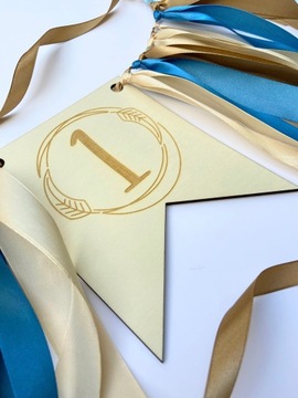 Деревянный вымпел на стул - синий.