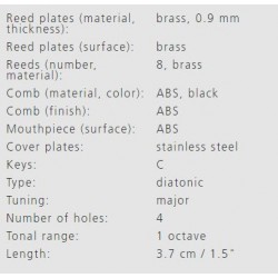 MINI HARP harmonijka ustna 4 kanałowa. Instrument, wisiorek, gadżet HOHNER