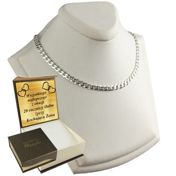 Łańcuszek Srebrny Męski 925 Pancerka DIAMENTOWANY PEŁNY 3,8mm Grawer GRATIS