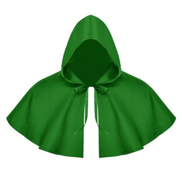 Halloween średniowieczna bluza z kapturem Cosplay krótka peleryna czarownicy poncho z kapturem zielone