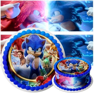 ZESTAW OPŁATEK NA TORT SONIC + OBWODY + TEKST