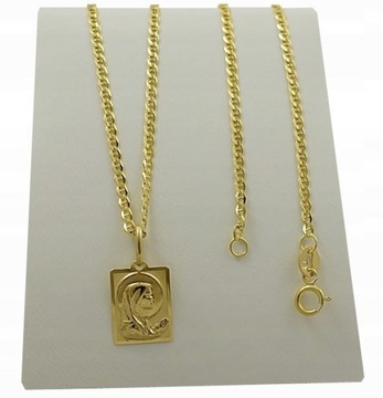 Łańcuszek Złoty Gucci Pełny Diamentowany z Medalikiem pr 585 Grawer Gratis