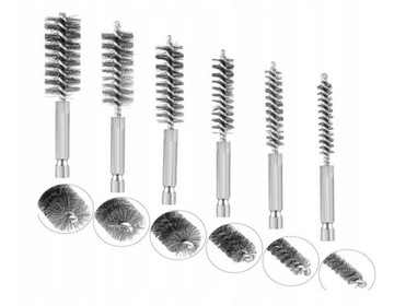 Щетки с хвостовиком стальные 8-19мм, набор 6 шт.