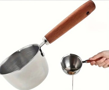 Topielnik 300 ml do wosku drewniana rączka
