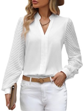 móda dámska blúzka šifónové rukávy pohodlné elegantná košeľa voľná biela
