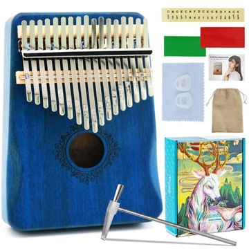 KALIMBA DREWNIANA INSTRUMENT AFRYKAŃSKI MUZYCZNY PIANINO 17 KLAWISZY ZESTAW