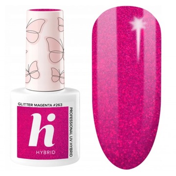 Lakier hybrydow hi hybrid GLITTER MAGENTA 263 5 ml