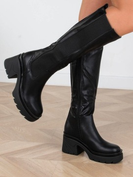 ЧЕРНЫЕ БОТИНКИ НА ВЫСОЙ ПЛАТФОРМЕ БОТИНКИ 38