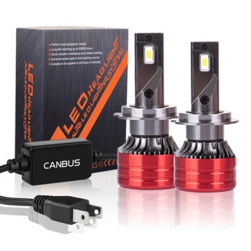 ŻARÓWKI LED H7 BARDZO MOCNE 22000LM CANBUS 6000K