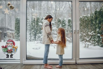 РОЖДЕСТВЕНСКАЯ наклейка на окно САНТА №. 1 двусторонняя наклейка