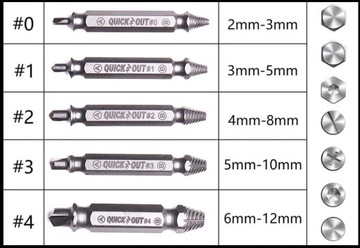 Экстракторы для сломанных винтов и шпилек, 6 шт.