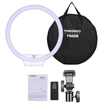 LAMPA PIERŚCIENIOWA LED RING YONGNUO YN608 STEROWANA PILOTEM 3200-5600K