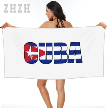 Подробнее Дизайнерское банное полотенце с эмблемой флага Кубы Быстросохнущее
