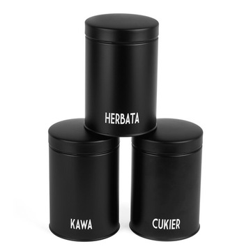 Komplet 3 pojemników Concept Kawa Herbata Cukier