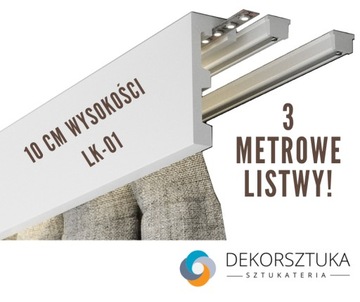LISTWA Karniszowa OSŁONA Karnisza LED LK-01 10cm NOWOŚĆ 3 metry długości