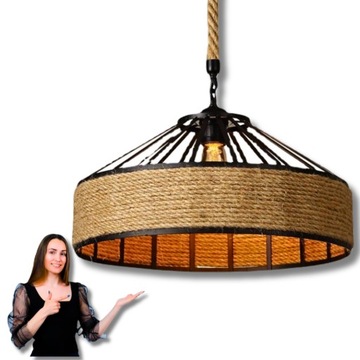 LAMPA SUFITOWA w stylu BOHO VINTAGE z PLECIONEJ LINY KONOPNEJ 40 CM