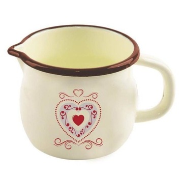 Kubek / garnek emaliowany z uchwytem 12cm SERCE