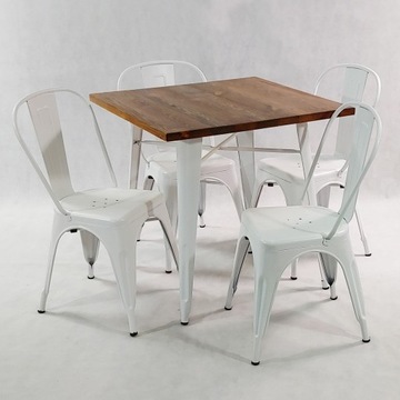 Zestaw stół Tolix 4 krzesła metalowe Tolix białe