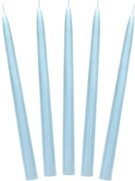 10 X Świeca stożkowa stołowa matowa, błękit 24cm