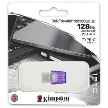 Флешка 128 ГБ Kingston Data Traveler Micro-Duo 3C G3 USB3.2 USB-C 200 МБ/с