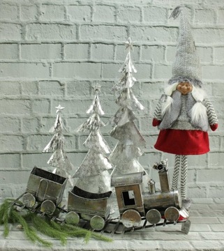 Металлическая елка с золотым блеском, белая H60