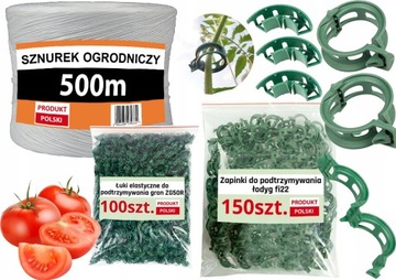 Zestaw do UPRAWY POMIDORÓW W TUNELU SZKLARNI zapinki 250szt ŁUKI KLIPSY