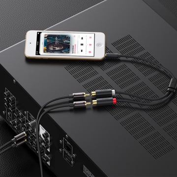 Adapter audio jack 3.5mm męski do 2xRCA żeński Ugreen 0.25m szary