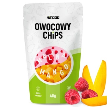 OWOCOWY CHIPS Malina-Mango 40g HiFOOD ZDROWA PRZEKĄSKA 12m+