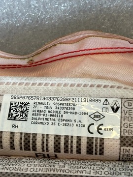 AIRBAG ZÁVĚS PRAVÁ RENAULT MEGANE V 5 E-TECH ORIG.