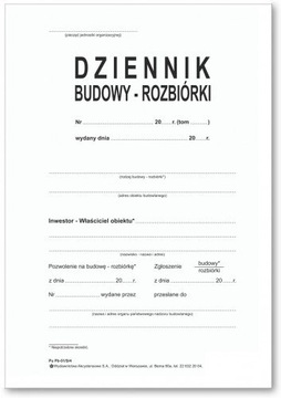 Dziennik Budowy-Rozbiórki A4 16 kartek samokopia