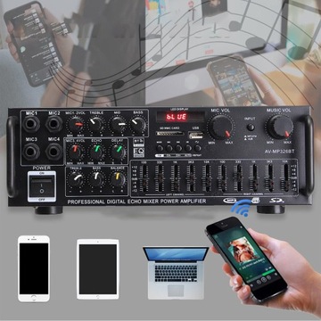 ИНТЕГРИРОВАННЫЙ УСИЛИТЕЛЬ 2000 Вт BLUETOOTH 5.0 HIFI СТЕРЕО FM-РАДИО